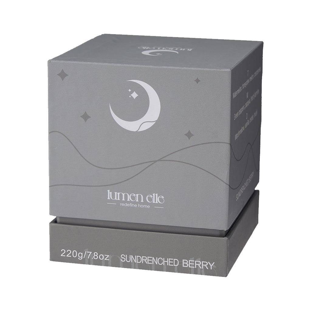 Lumenelle Essence Scented Candle - Sundrenched Berry, 7.8oz, 35-Hour Burn Time, Fresh Berry & Floral Scent, Natural Soy Wax