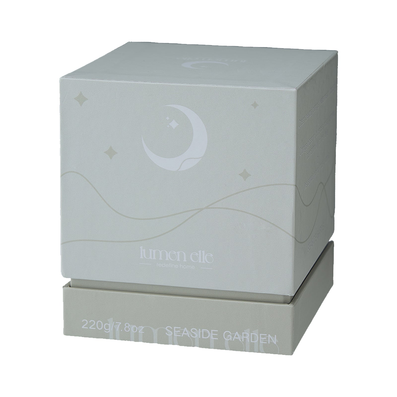 Lumenelle Essence Scented Candle - Seaside Garden, 7.8oz Stoneware Jar, Ocean Breeze, Orange Blossom & Musk, 35-Hour Burn