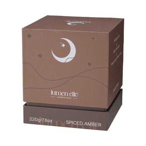 Lumenelle Essence Scented Candle - Spiced Amber, 7.8oz Stoneware Jar, Red Pepper, Myrrh & Woody Amber, 35-Hour Burn